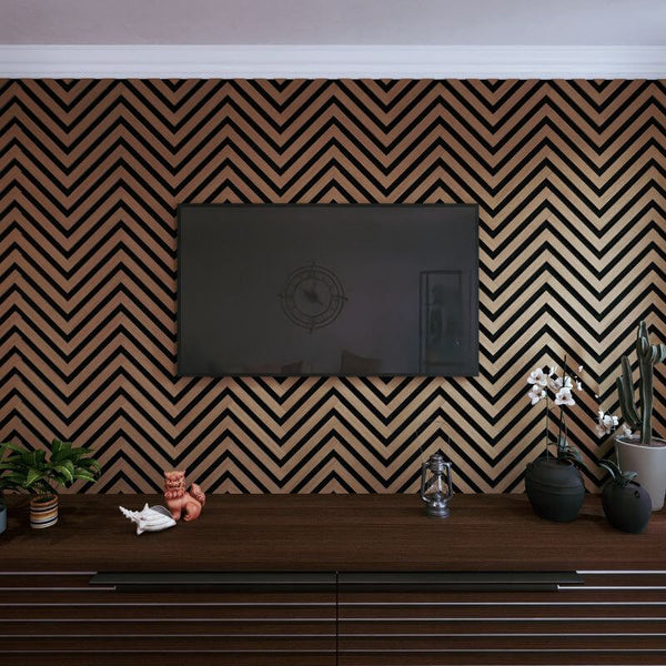 STRIVO Herringbone Acoustic Slat Wall Panel - Walnut