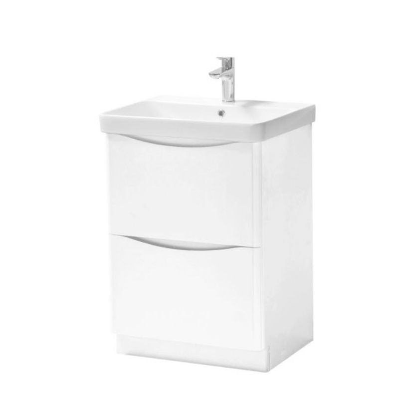 Arc 600mm Floor Standing Bathroom Unit & Basin - White | Panel Co ...