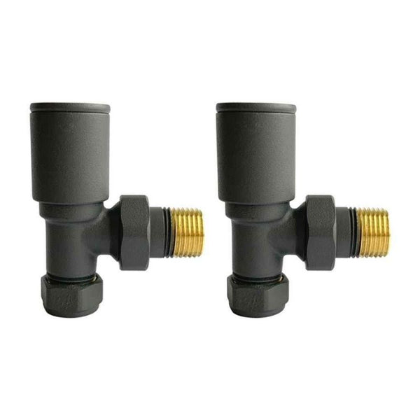 Anthracite Radiator Valve Angled 15mm (Pair) | Kartell | The Panel Co