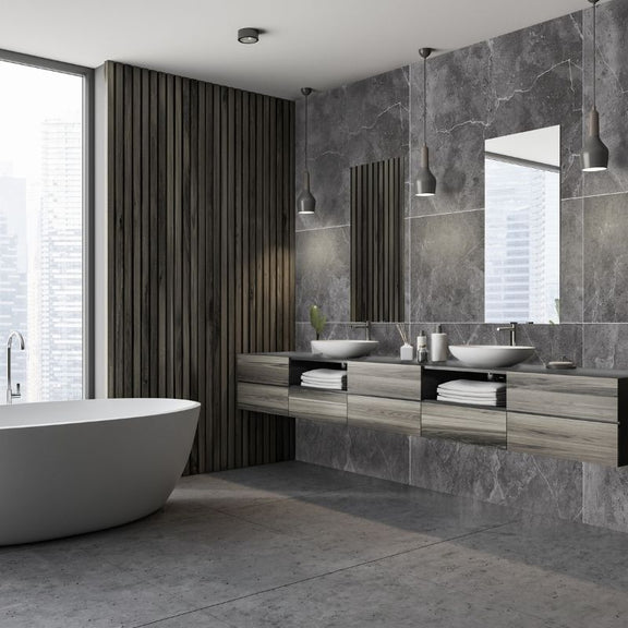 Buy Honeycomb Tile Grey 1.0m x 2.4m Shower Panel | The Panel Company