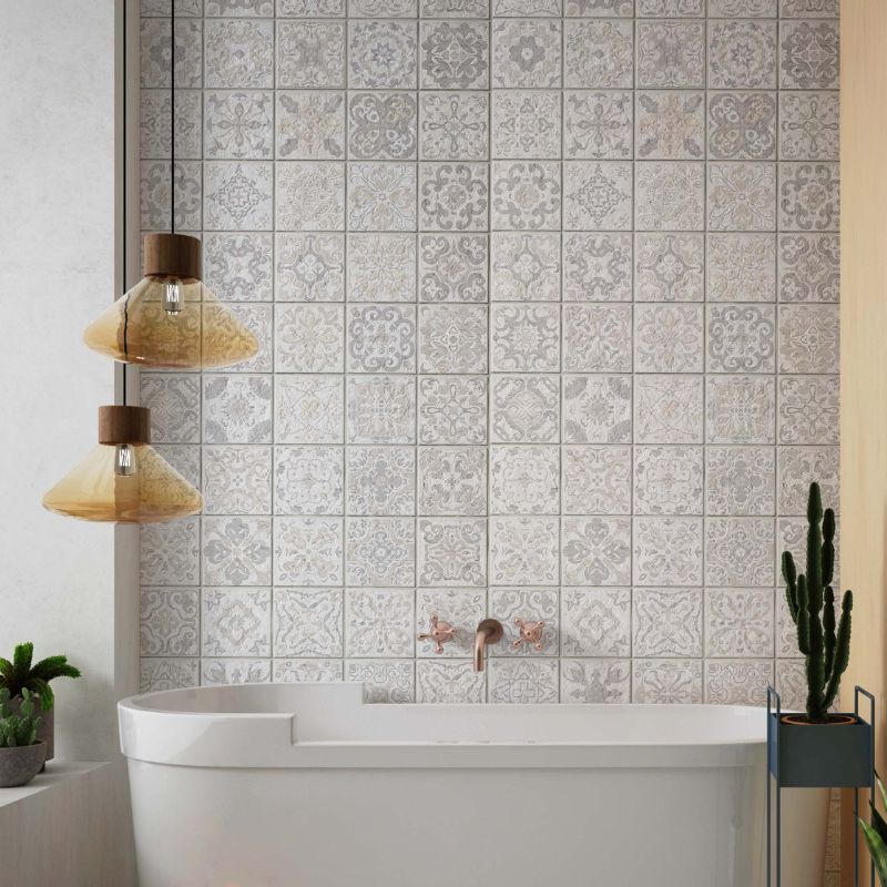 Buy Antwerp Victorian Grey Tile Shower Board | The Panel Company