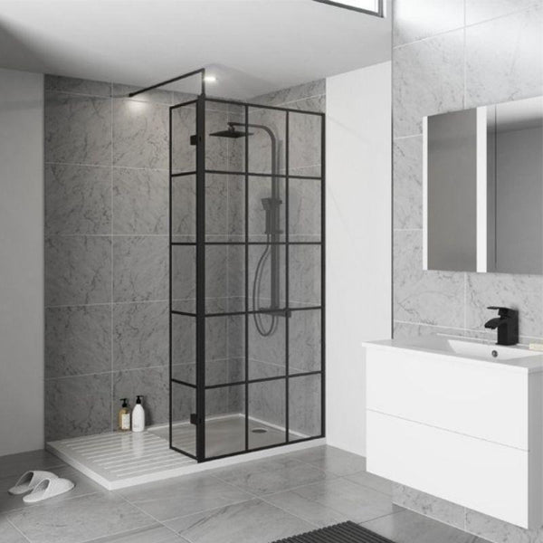 Krittal 300mm Wet Room Return Panel - Black Frame | The Panel Co